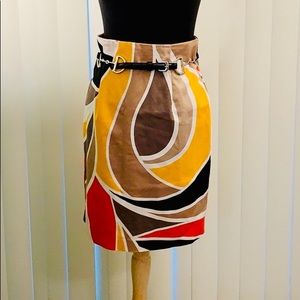 Worthington red/yellow/tan/black pencil skirt.